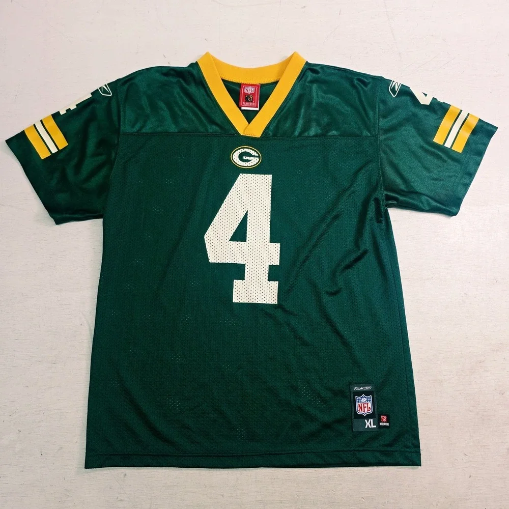 Brett Favre NFL Green Bay Packers Reebok Mesh Jersey #4 Youth Boys XL 18-20 EUC